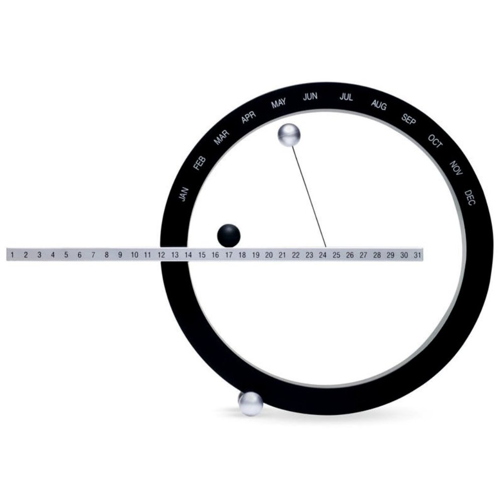 9" X 13" Black and Silver Magnetic Perpetual Desk Calendar